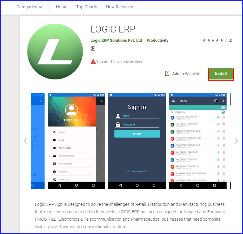 LOGIC ERP Mobile App